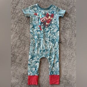 🌶️ Rags Marvel Superhero Kids Romper Teal and Red. Size 2T